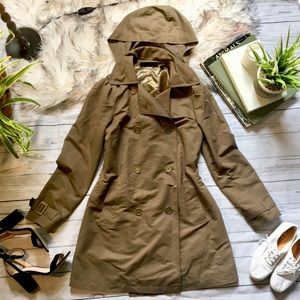 Army green/olive trench coat brass buttons